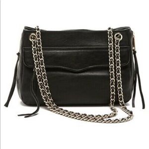 REBECCA MINKOFF leather black side zip bag